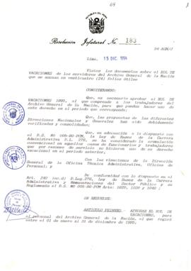 Resolución Jefatural N° 183-1994/AGN/J
