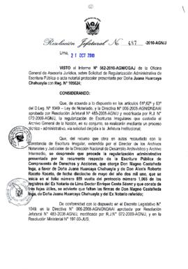 Resolución Jefatural N° 487-2010-AGN/J