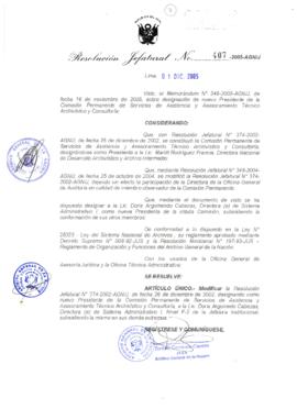 Resolución Jefatural N° 407-2005-AGN/J