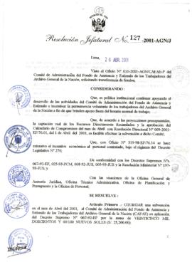 Resolución Jefatural N°127-2001/AGN/J