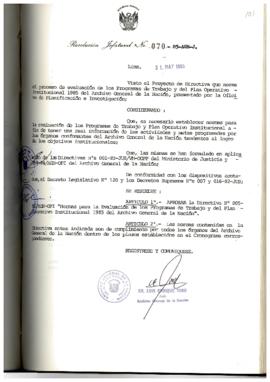 Resolución Jefatural N° 070-1985/AGN/J