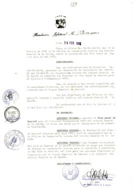 Resolución Jefatural N° 022-1992/AGN/J
