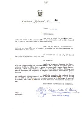 Resolución Jefatural N° 106-1988/AGN/J