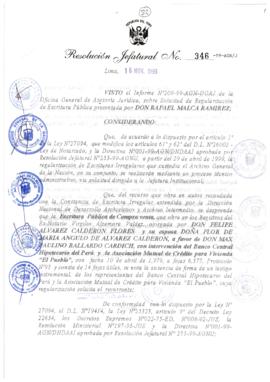 Resolución Jefatural N° 346-1999/AGN/J