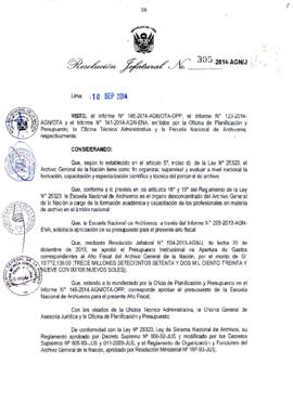 Resolución Jefatural N° 305-2014-AGN/J