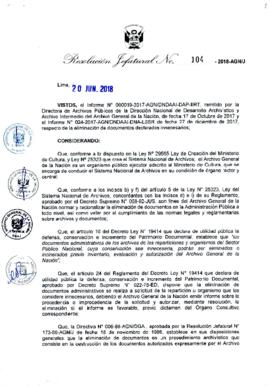 Resolución Jefatural N° 104-2018-AGN/J