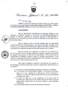 Resolución Jefatural N° 329-2012-AGN/J