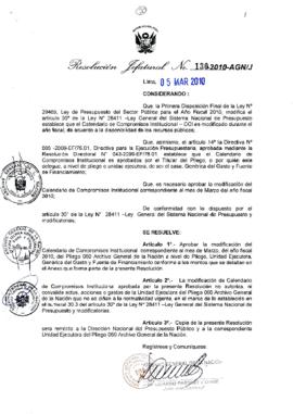 Resolución Jefatural N° 130-2010-AGN/J