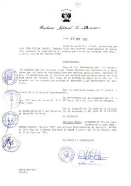 Resolución Jefatural N° 039-1992/AGN/J