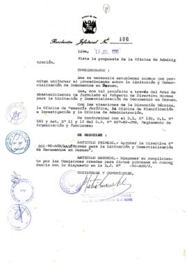 Resolución Jefatural N° 100-1990/AGN/J