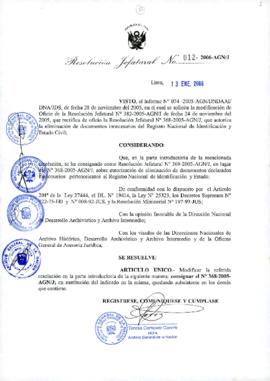 Resolución Jefatural N° 012-2006-AGN/J