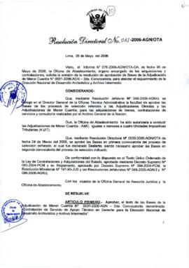 Resolución Directoral N° 031-2006-AGN/OTA