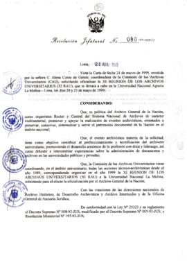 Resolución Jefatural N° 080-1999/AGN/J