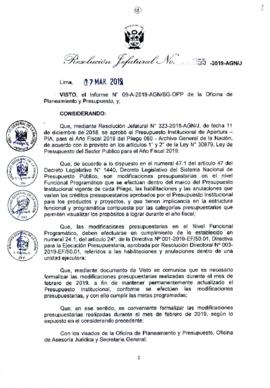 Resolución Jefatural N° 055-2019-AGN/J