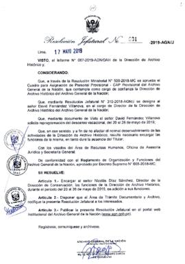 Resolución Jefatural N° 091-2019-AGN/J