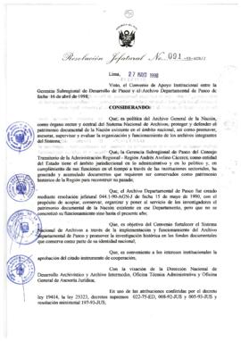 Resolución Jefatural N° 091-1998/AGN/J