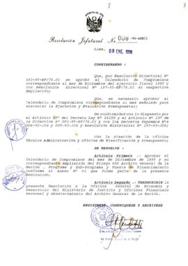 Resolución Jefatural N° 008-1996/AGN/J