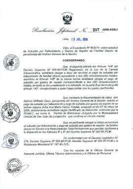 Resolución Jefatural N° 297-2009-AGN/J