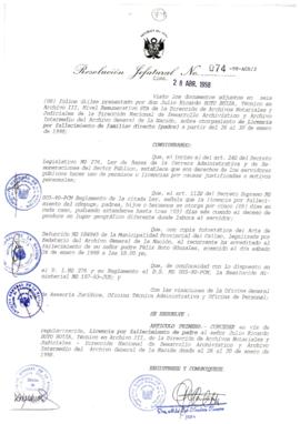 Resolución Jefatural N° 074-1998/AGN/J