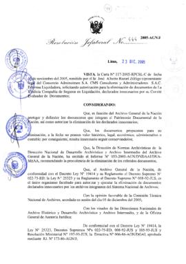 Resolución Jefatural N° 444-2005-AGN/J