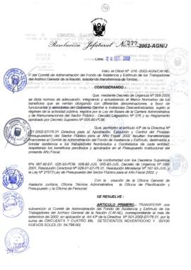 Resolución Jefatural N° 277-2002/AGN/J