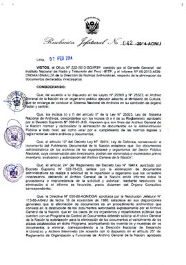 Resolución Jefatural N° 042-2014-AGN/J