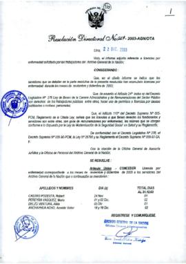 Resolución Directoral N° 027-2003-AGN/OTA