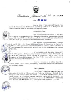 Resolución Jefatural N° 321-2011-AGN/J