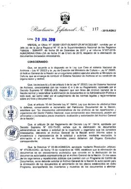 Resolución Jefatural N° 117-2018-AGN/J