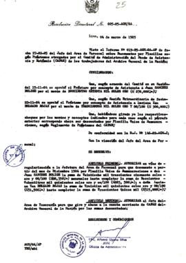 Resolución Directoral N° 25-85-AGN/OA