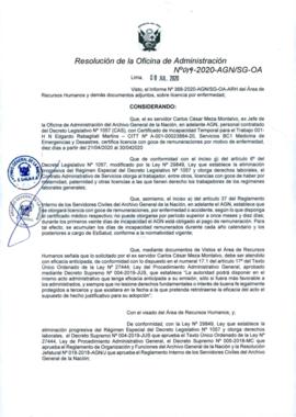 Resolución de la Oficina de Administración N° 019-2020-AGN/SG-OA