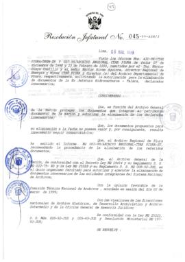 Resolución Jefatural N° 045-1999/AGN/J