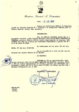 Resolución Directoral N° 010-88-AGN/OA
