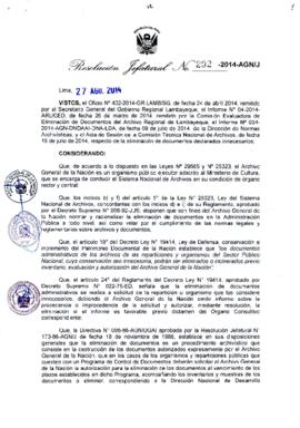 Resolución Jefatural N° 292-2014-AGN/J
