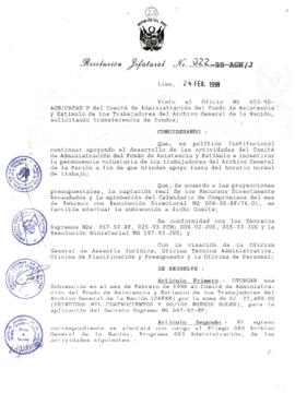 Resolución Jefatural N° 022-1998/AGN/J