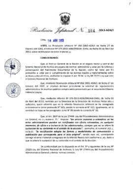 Resolución Jefatural N° 164-2013-AGN/J