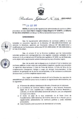 Resolución Jefatural N° 334-2012-AGN/J
