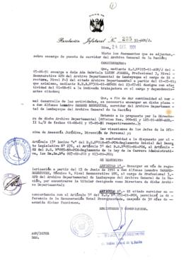 Resolución Jefatural N° 285-1991/AGN/J