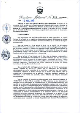 Resolución Jefatural N° 187-2015-AGN/J