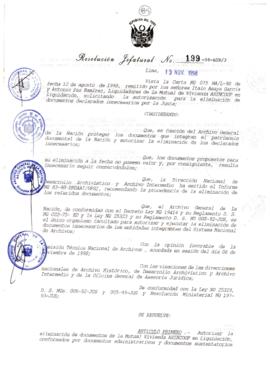 Resolución Jefatural N° 199-1998/AGN/J