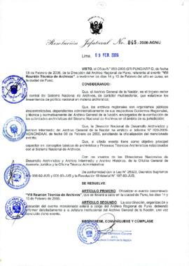 Resolución Jefatural N° 045-2006-AGN/J