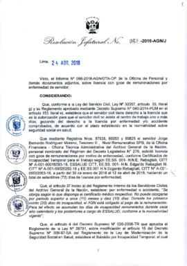 Resolución Jefatural N° 062-2018-AGN/J