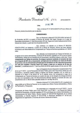 Resolución Directoral N° 053-2016-AGN/OTA