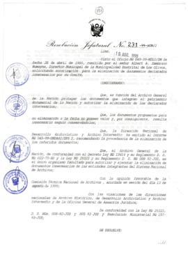 Resolución Jefatural N° 231-1999/AGN/J