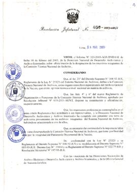 Resolución Jefatural N° 050-2003-AGN/J