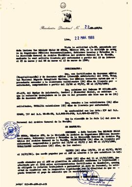 Resolución Directoral N° 022-88-AGN/OA
