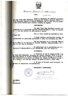 Resolución Jefatural N° 084-1986/AGN/J