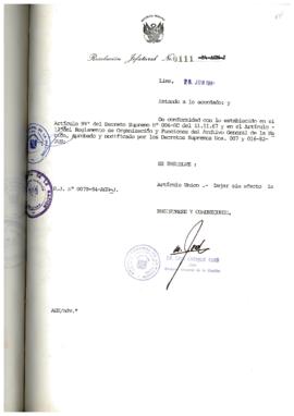Resolución Jefatural N° 111-1984/AGN/J