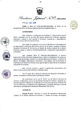 Resolución Jefatural N° 347-2014-AGN/J