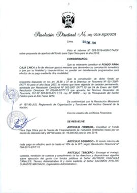 Resolución Directoral N° 003-2016-AGN/OTA